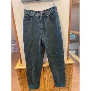 LA Blues Vintage High Waisted Tapered Mom Jeans Teal Green Acid Wash 10 Long